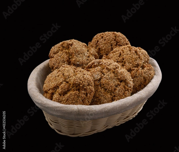 Fototapeta ِHealthy bran cookies in a basket