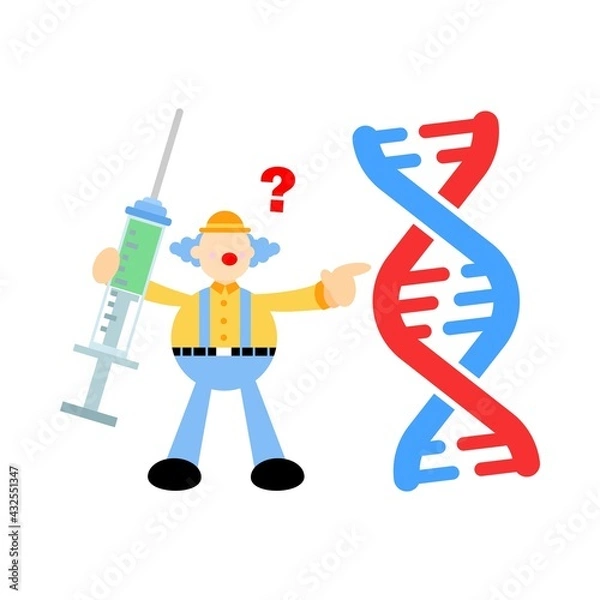 Fototapeta clown carnival research genetic heredity double helix structure part cartoon doodle flat design style vector illustration