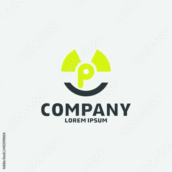 Obraz x-ray logo with letter p. vector editable