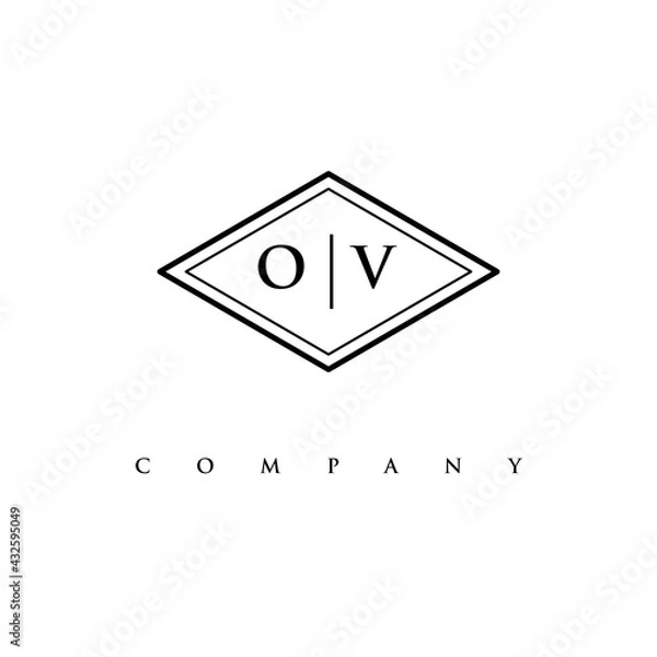 Fototapeta initial OV logo design vector