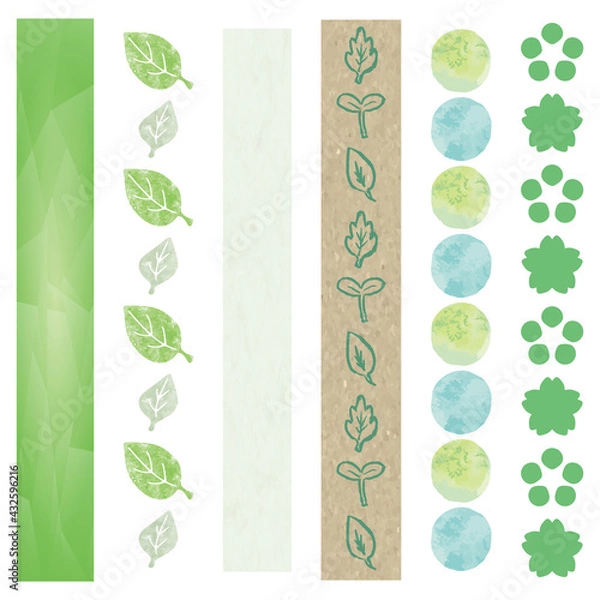 Obraz 葉っぱ　ライン　セット