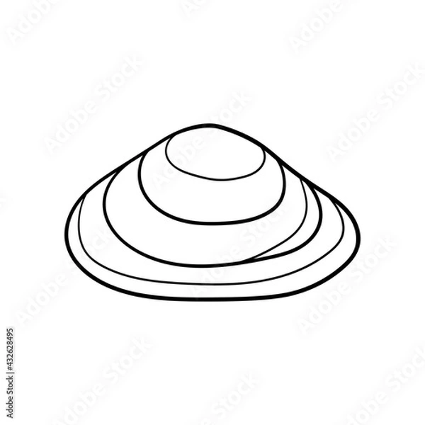 Fototapeta Hand-drawn clamshell of engraved line. Design element for invitations, greeting cards, posters, banners, flyers and more. Vector illustration isolated on white background.