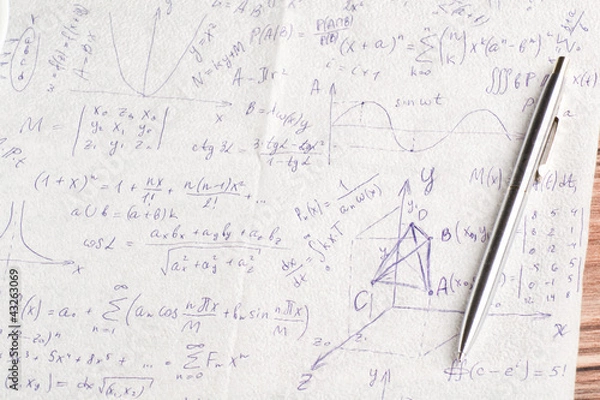 Fototapeta Obliczenia matematyczne na serwetce