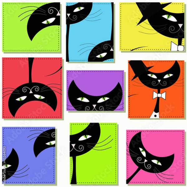 Obraz Nine icons with cats