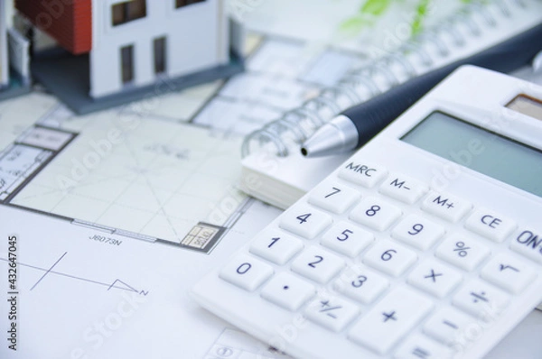 Obraz 電卓と図面