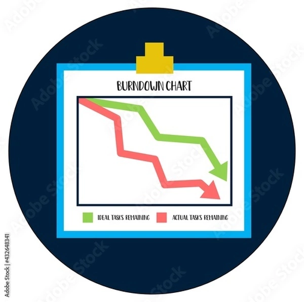 Fototapeta Illustration showing a diagram of remaining work in a project
