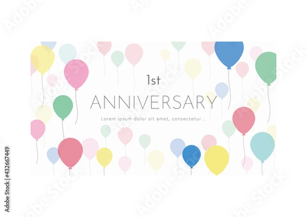 Fototapeta カラフルな風船を散りばめたアニバーサリー用画像