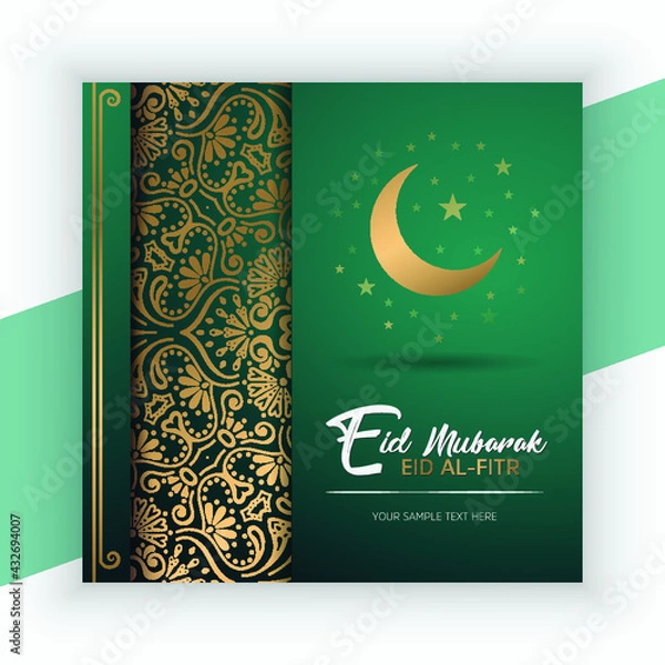 Obraz Beautiful Eid-Ul-Fitr Mubarak Calligraphy text vector template design