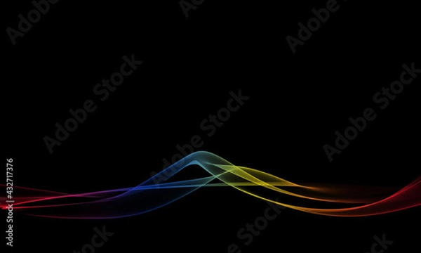 Obraz Abstract colorful waves line , black background