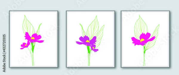 Fototapeta Boho green leaf with flower