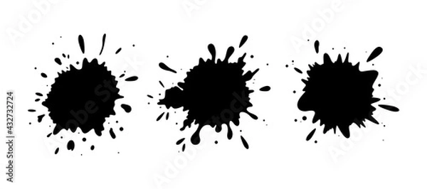 Fototapeta Grungy silhouettes of ink drops. Stains frames isolated in white background. Flat vector illustration