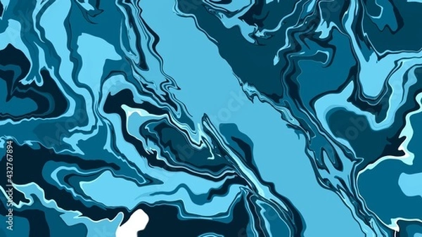 Obraz 青色のマーブリングのイラスト