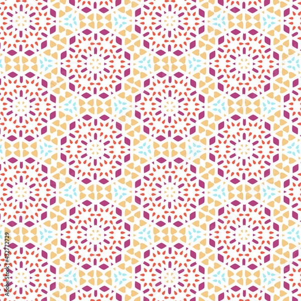 Obraz Beautiful abstract seamless colorful pattern. Use for greeting card, Cloth, Decoration invitation to a wedding, Birthday, Party and other Holidays. Arab, Indian ornament. Vector illustration. EPS 10
