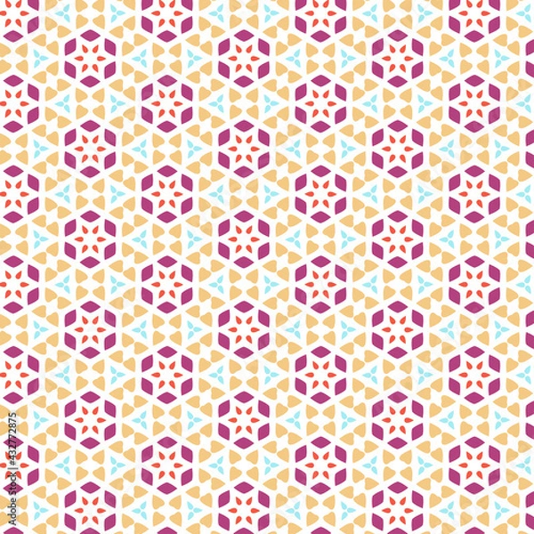Obraz Beautiful abstract seamless colorful pattern. Use for greeting card, Cloth, Decoration invitation to a wedding, Birthday, Party and other Holidays. Arab, Indian ornament. Vector illustration. EPS 10