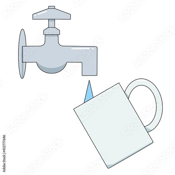 Fototapeta 水道とコップ