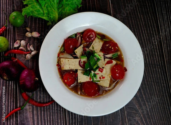 Fototapeta tomato salad with basil