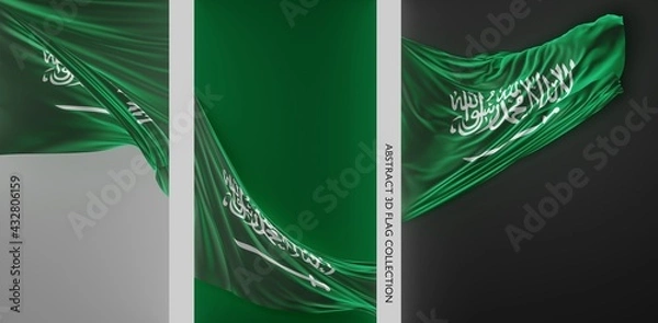 Fototapeta Abstract Saudi Arabia Flag 3D Render (3D Artwork)