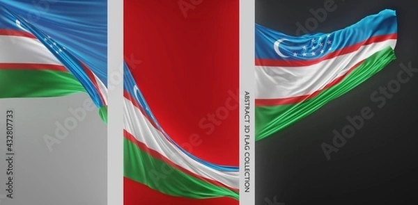 Fototapeta Abstract Uzbekistan Flag 3D Render (3D Artwork)