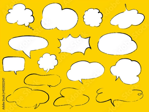 Fototapeta 手描きの吹き出しセット　フェルトペン