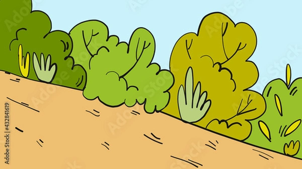 Obraz Colorful cartoon downhill landscape background