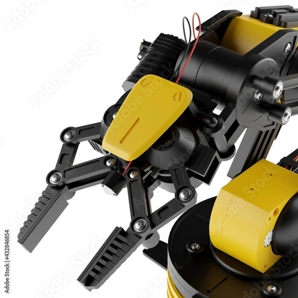 Fototapeta Robotic Arm isolated on white background. 3D illustration.