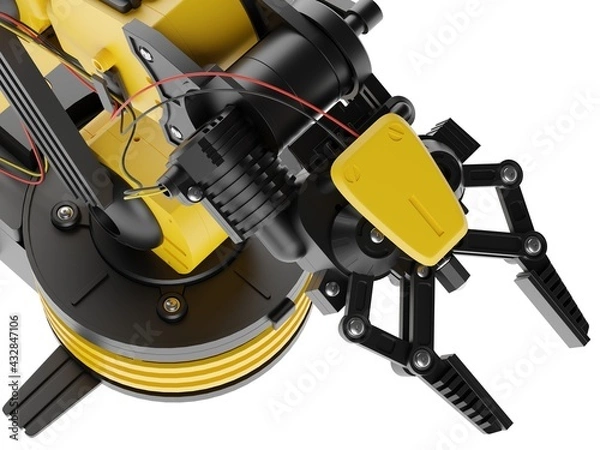 Fototapeta Robotic Arm isolated on white background. 3D illustration.