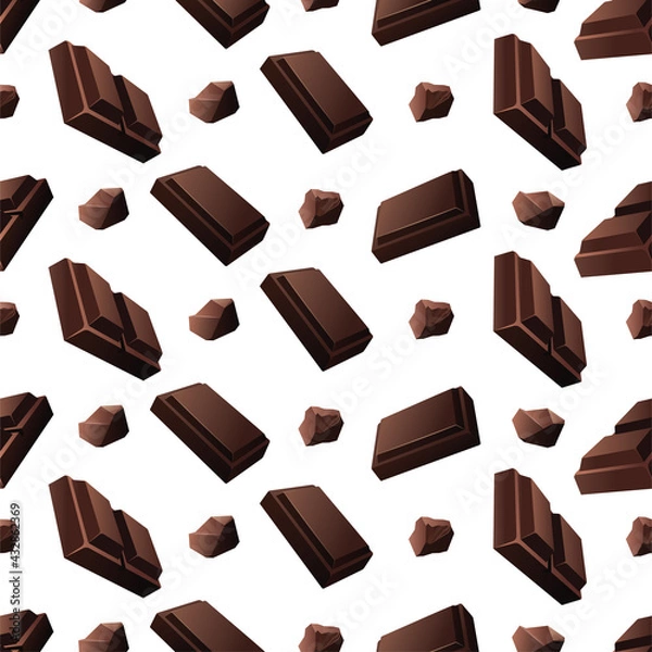 Fototapeta Seamless vector pattern with slices of milk and dark chocolate.
