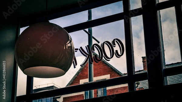 Obraz View outside a window from a restaurant.