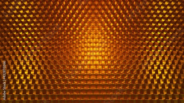 Fototapeta background with golden retro reflector cubes with nice lighting