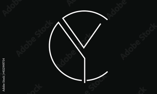 Fototapeta CY/YC logo, CY/YC letter logo design with white and black color, CY/YC Business abstract vector logo monogram template.