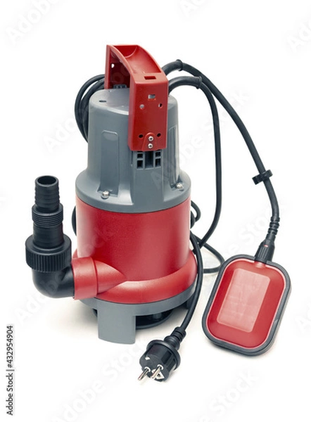 Fototapeta Household submersible pump with plastic housing  on white background