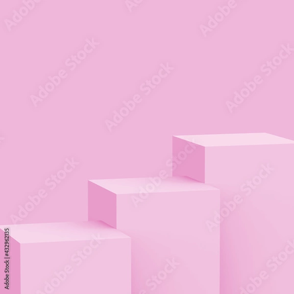 Fototapeta 3d pink sweet stage podium scene minimal studio background. Abstract 3d geometric shape object illustration render. Display for cosmetic fashion and valentine product.
