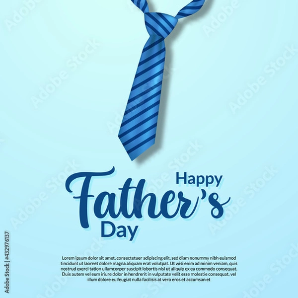 Obraz happy Father's day with realistic blue tie and script typography poster banner