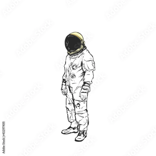 Obraz Astronaut full body, realistic vector drawing