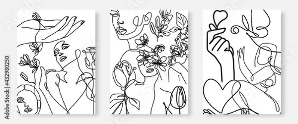 Fototapeta Abstract Prints Set Minimalist Style with Line Art Elements. Minimalist Trendy Contemporary Design Perfect for Wall Art, Prints, Social Media, Posters, Invitations, Branding Design.