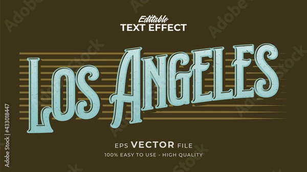 Fototapeta Editable text style effect - Retro Los Angeles text style theme