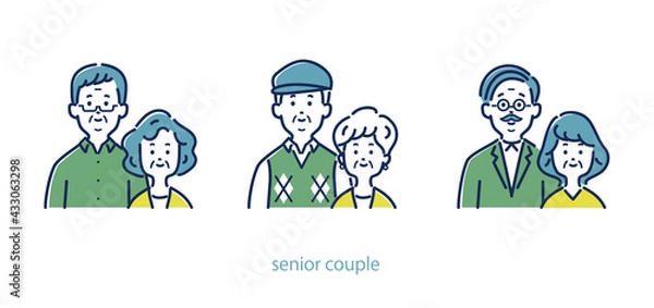 Obraz 3組のシニアカップルのイラスト素材