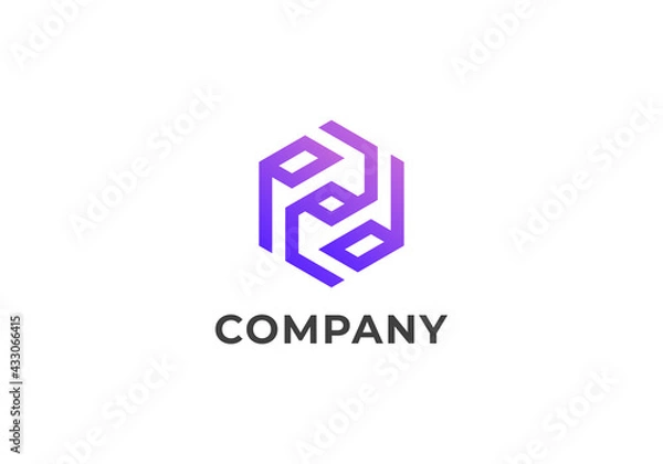 Fototapeta Initial Letter P Isometric Modern Line  Logo, Initial Letter Logo For Company Name, Alphabet Logo Template Ready For Use, Modern Initial Logo
