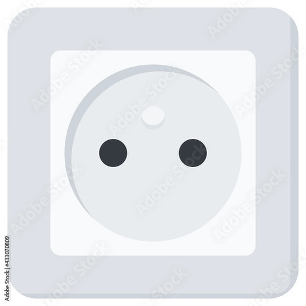 Obraz White Flat Wall Socket Vector Illustration Icon