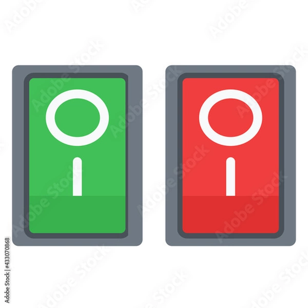 Obraz Simple Red and Green Electric Power Switch Vector Icon