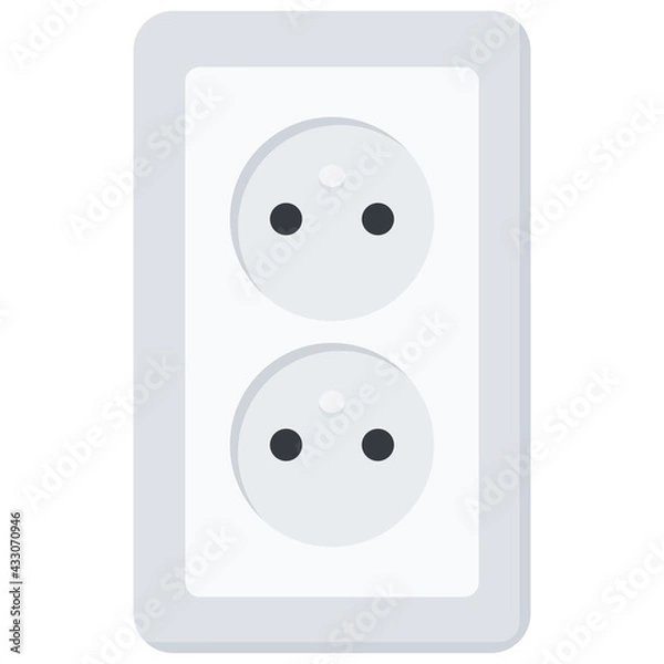 Obraz White Flat Wall Socket Vector Illustration Icon