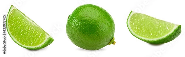 Obraz green lime isolated on white background. clipping path