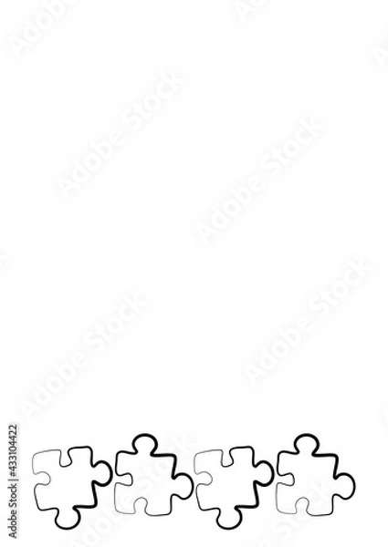 Fototapeta Stylized frames on the theme - puzzles. Illustration on a white vertical background format A4.