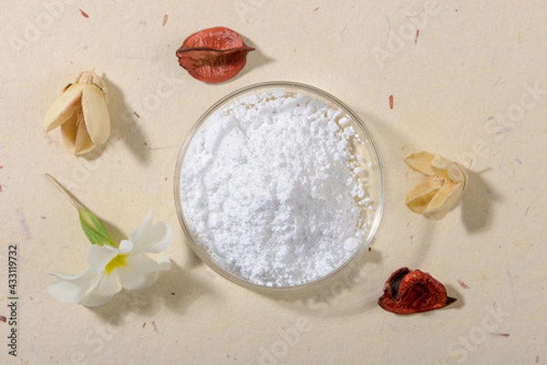 Obraz Allantoin powder on light background. Top view.
