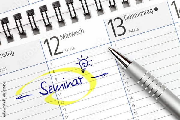 Obraz Terminkalender mit Eintrag für ein Seminar