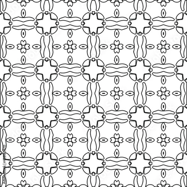 Fototapeta Geometric vector pattern with Black and white colors. abstract ornament for wallpapers and backgrounds.