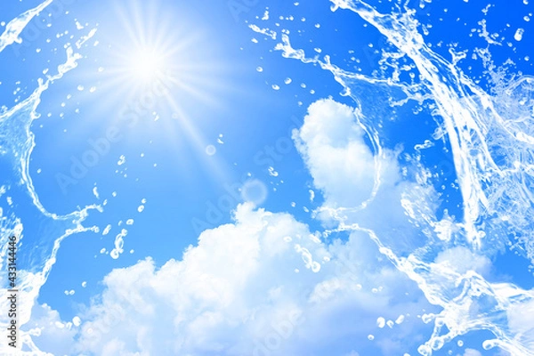 Obraz 水しぶきと太陽の光がまぶしい夏の空