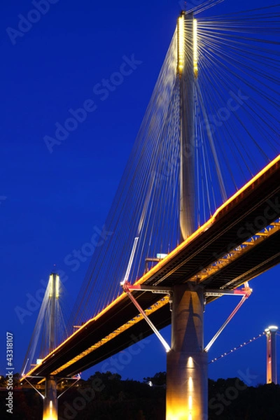 Fototapeta Ting Kau Bridge in Hong Kong at night