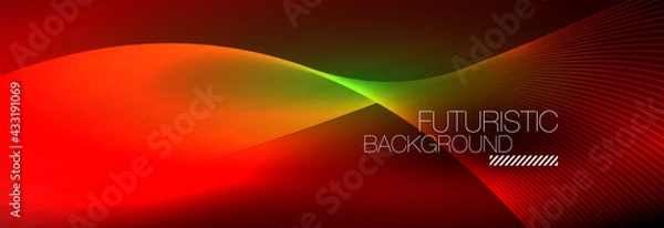 Fototapeta Abstract neon glowing light in the dark with waves. Shiny magic energy and motion concept, vector abstract wallpaper background
