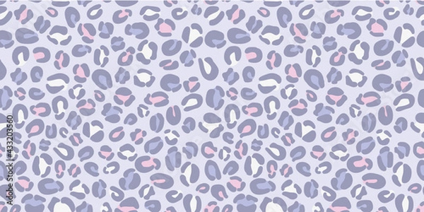 Fototapeta Cheetah seamless vector pattern background, pastel blue